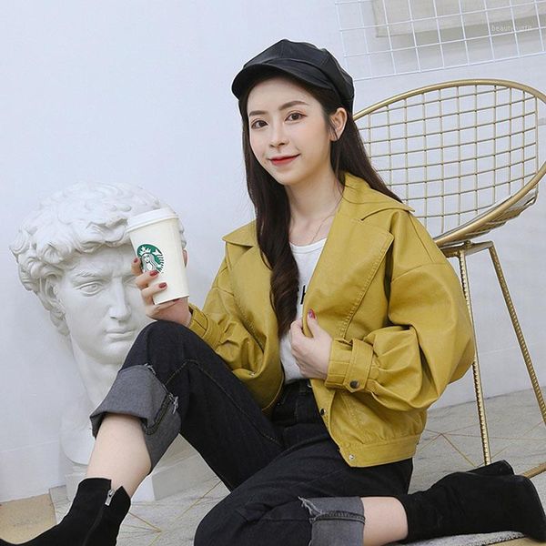 korean women's short faux pu leather jacket turndown collar long sleeve spring autumn 2021 big pocket casual biker female &, Black
korean women's short faux pu leather jacket turndown collar long sleeve spring autumn 2021 big pocket casual biker female &, Black