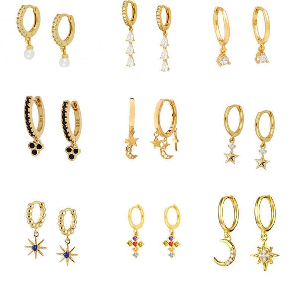 aide small cross hoop pendant earrings for women 925 sterling sier moon star earring gold korean jewelry pendientes, Golden
aide small cross hoop pendant earrings for women 925 sterling sier moon star earring gold korean jewelry pendientes, Golden