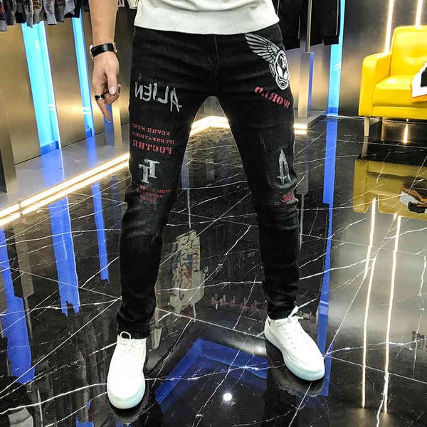 jean autumn men's brem foreign drill wings offset black letters mid-elastic waist leggings man's pants, Blue
jean autumn men's brem foreign drill wings offset black letters mid-elastic waist leggings man's pants, Blue