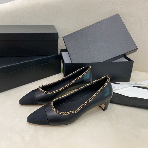 autumn chain women's thick-heeled high-heeled shoes, pointed toe, shallow mouth, soft sole, wild temperament with box, Black
autumn chain women's thick-heeled high-heeled shoes, pointed toe, shallow mouth, soft sole, wild temperament with box, Black