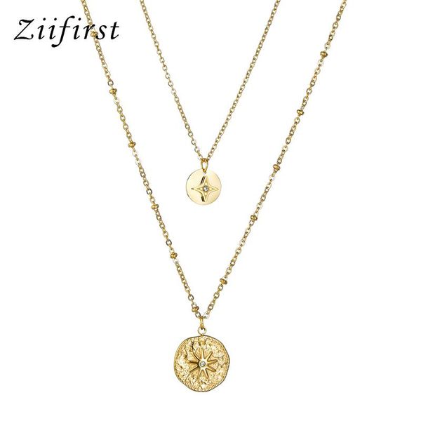 chains ziifirst exquisite 2 layers compass pendant charms jewelry vintage gold plated 14 k stainless steel women necklace bijoux femme, Silver
chains ziifirst exquisite 2 layers compass pendant charms jewelry vintage gold plated 14 k stainless steel women necklace bijoux femme, Silver