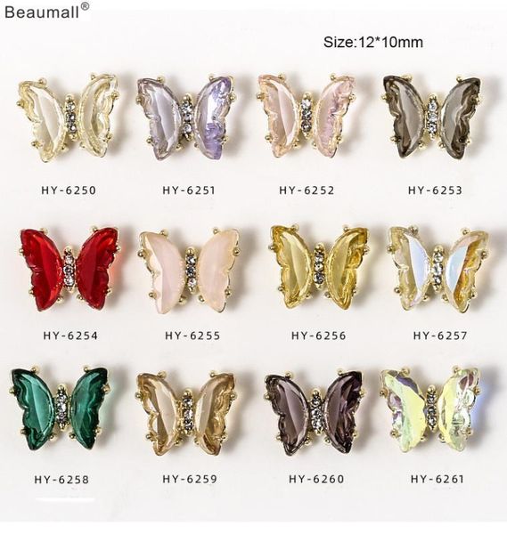 10pcs/lot, elegant butterfly 3d nail art golden alloy with crystal rhinestones tips decorations1, Silver;gold