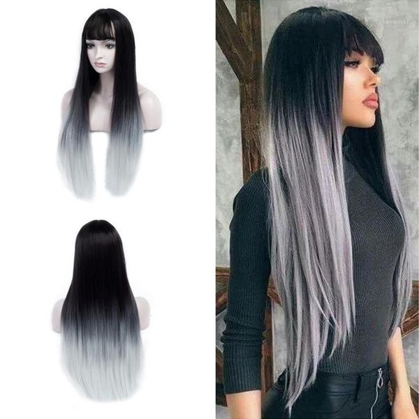 28inch synthetic straight ombre wig for women black gray heat resistant high temperature fiber long cosplay grey sx2091
28inch synthetic straight ombre wig for women black gray heat resistant high temperature fiber long cosplay grey sx2091