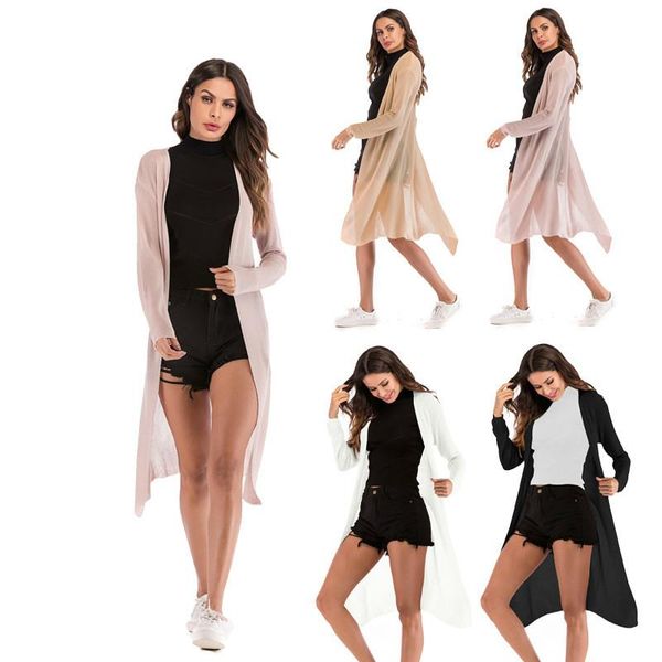 women's sweaters 2021 autumn and winter explosions fashion perspective thin section knit cardigan solid color long-sleeved shawl coat, White;black
women's sweaters 2021 autumn and winter explosions fashion perspective thin section knit cardigan solid color long-sleeved shawl coat, White;black