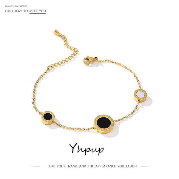 yhpup fashion double-sided shell roman numerals bangle bracelet stainless steel round gold metal jewelry party gift, Black
yhpup fashion double-sided shell roman numerals bangle bracelet stainless steel round gold metal jewelry party gift, Black
