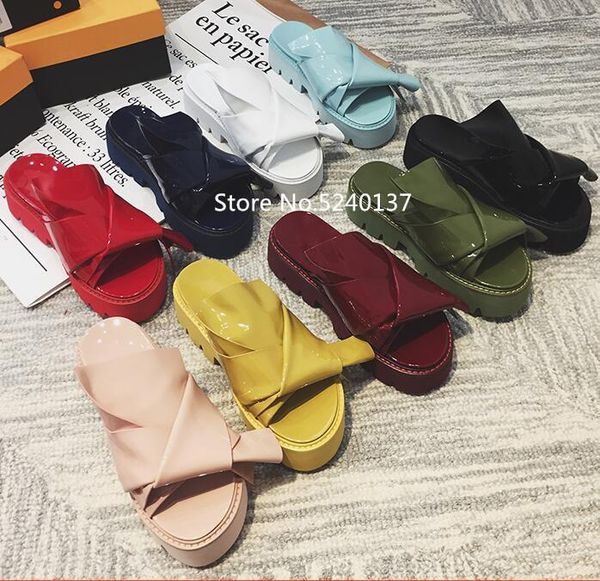slippers summer fashion design platform beach women open toe patent leather thick bottom slides female, Black
slippers summer fashion design platform beach women open toe patent leather thick bottom slides female, Black