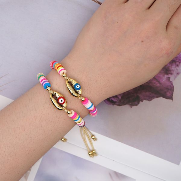 gold plated seashell pulsera boho colorful devil eyes charm adjustable polymer clay vinyl heishi beads bracelets, Golden;silver
gold plated seashell pulsera boho colorful devil eyes charm adjustable polymer clay vinyl heishi beads bracelets, Golden;silver