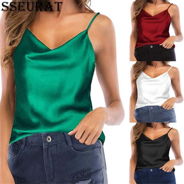 women's tanks & camis sseurat summer silk satin camisoles strappy tank femme shirts with adjustable straps backless, White
women's tanks & camis sseurat summer silk satin camisoles strappy tank femme shirts with adjustable straps backless, White