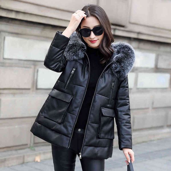 women's down & parkas fashion winter leather jacket women short thick real fur collar sheep coat woman veste en cuir femme wpy2148, Black
women's down & parkas fashion winter leather jacket women short thick real fur collar sheep coat woman veste en cuir femme wpy2148, Black
