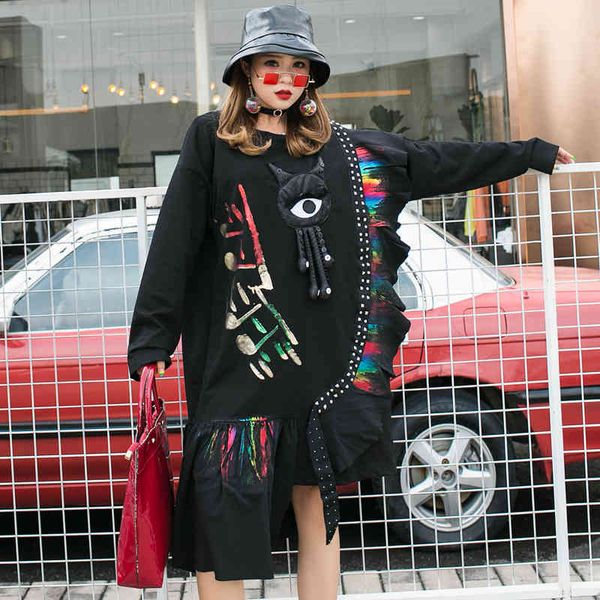 hoodies thailand tide brand autumn personalized graffiti printed sweater skirt women's mid-length irregular plus size top, Black
hoodies thailand tide brand autumn personalized graffiti printed sweater skirt women's mid-length irregular plus size top, Black