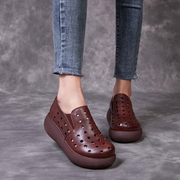 dress shoes brand women summer female genuine cow leather thick bottom hollow breathable wedges platform vintage footwear, Black
dress shoes brand women summer female genuine cow leather thick bottom hollow breathable wedges platform vintage footwear, Black