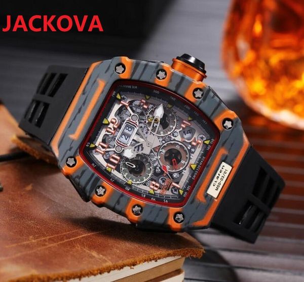 

6-pin limited edition men's luxury full-featured watches quartz men watch satch calendar silicone strap president day date mens reloj w, Slivery;brown