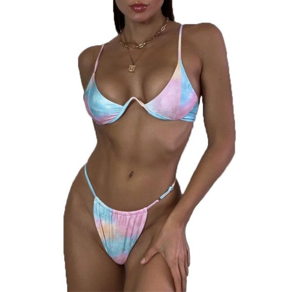 women's swimwear tie-dyed 2pcs bikini set split style backless sling with adjustable inner drawstring triangle bottoms swimsuit, White;black
women's swimwear tie-dyed 2pcs bikini set split style backless sling with adjustable inner drawstring triangle bottoms swimsuit, White;black