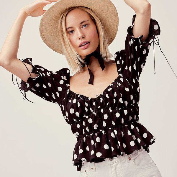 women's t-shirt teenager fashion crop slim clothing square neck polka dot t shirt womens designer 5411, White
women's t-shirt teenager fashion crop slim clothing square neck polka dot t shirt womens designer 5411, White