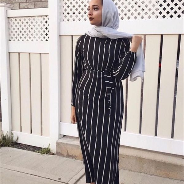 women's muslim girls' long skirt fashion new arab striped flared sleeve dress 1210#, White;black
women's muslim girls' long skirt fashion new arab striped flared sleeve dress 1210#, White;black