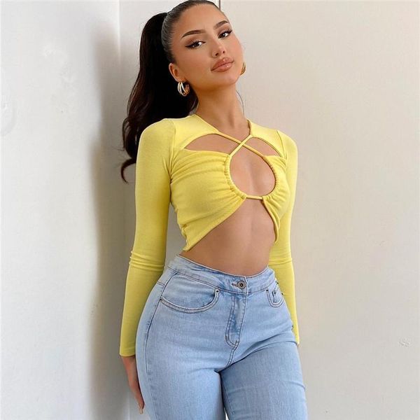 women's t-shirt women cutout crop casual t-shirts fall clothes adults slim-fit solid color long sleeve pullover blouse tees 2021, White
women's t-shirt women cutout crop casual t-shirts fall clothes adults slim-fit solid color long sleeve pullover blouse tees 2021, White