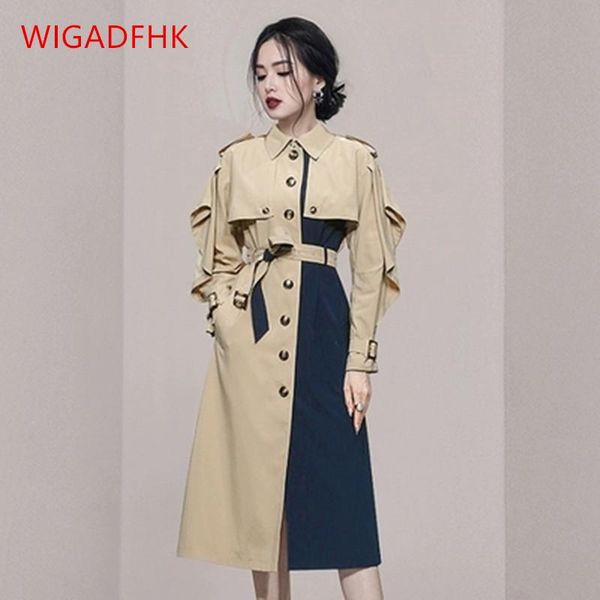 women's trench coats autumn 2021 windbreaker elegant stitching contrast color mid-length waist fashion street jacket, Tan;black
women's trench coats autumn 2021 windbreaker elegant stitching contrast color mid-length waist fashion street jacket, Tan;black