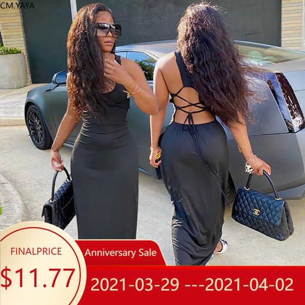 cm.yaya women streetwear casual tank o-neck lace up open back slim maxi dress fashion sleeveless solid long dresses vestidos, Black;gray
cm.yaya women streetwear casual tank o-neck lace up open back slim maxi dress fashion sleeveless solid long dresses vestidos, Black;gray