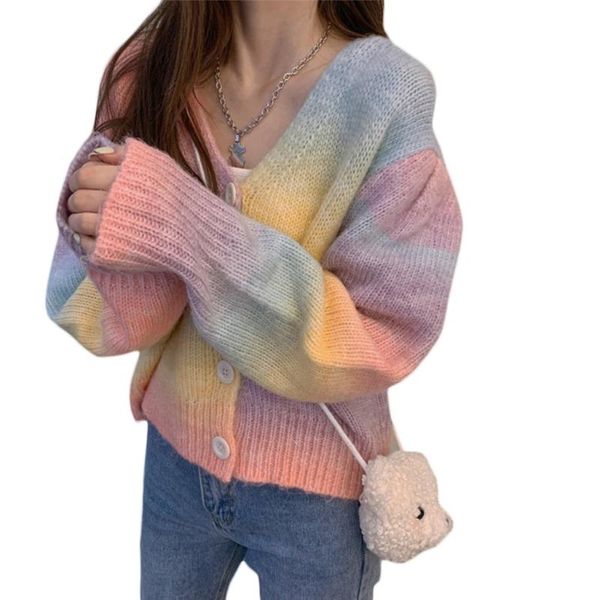 women's knits & tees women long sleeve rainbow knitted sweater v-neck loose pullover jumper cardigan female spring autumn streetwe, White
women's knits & tees women long sleeve rainbow knitted sweater v-neck loose pullover jumper cardigan female spring autumn streetwe, White
