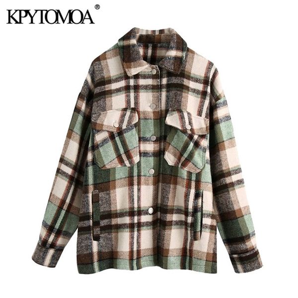 kpytomoa women fashion oversized plaid jacket coat vintage long sleeve pockets female outerwear chic 210914, Black;brown
kpytomoa women fashion oversized plaid jacket coat vintage long sleeve pockets female outerwear chic 210914, Black;brown