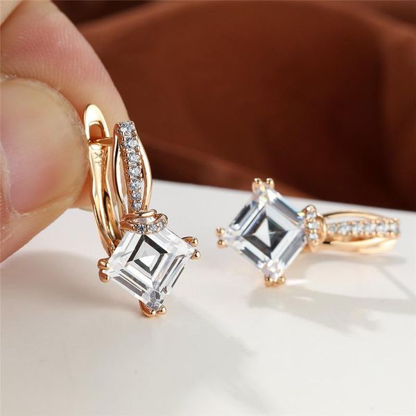 hoop & huggie female luxury rainbow crystal earrings rose gold color engagement charm multicolor square stone for women, Golden;silver
hoop & huggie female luxury rainbow crystal earrings rose gold color engagement charm multicolor square stone for women, Golden;silver