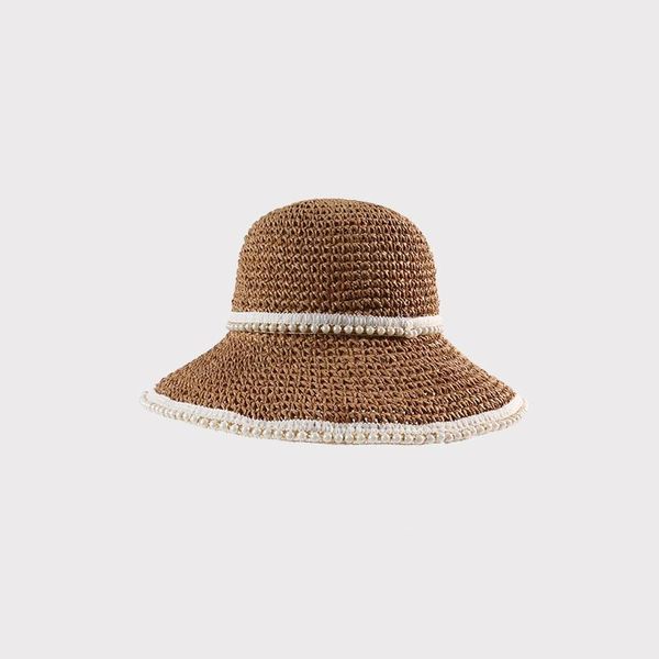 wide brim hats 2021 the style joker solid color pearl handmade straw hat foldable sun outdoor travel for girl and women 02, Blue;gray
wide brim hats 2021 the style joker solid color pearl handmade straw hat foldable sun outdoor travel for girl and women 02, Blue;gray
