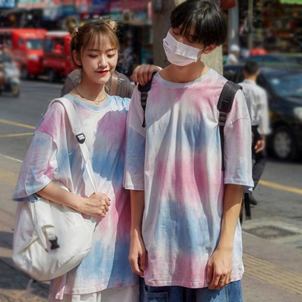 women's t-shirt couple plus size women tie dye print tshirt summer short sleeve ladies loose streetwear o neck tee shirt, White
women's t-shirt couple plus size women tie dye print tshirt summer short sleeve ladies loose streetwear o neck tee shirt, White
