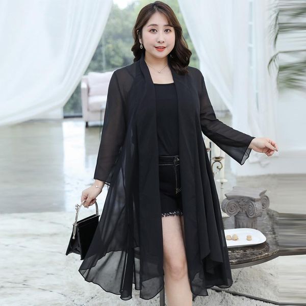 women's blouses & shirts cacncut 6xl 7xl women summer long chiffon blouse plus size casual loose beach 5xl large sun-protective cardig, White
women's blouses & shirts cacncut 6xl 7xl women summer long chiffon blouse plus size casual loose beach 5xl large sun-protective cardig, White