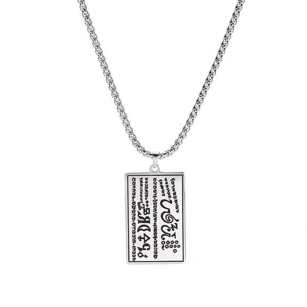 pendant necklaces european and american fashion stainless steel rectangular vintage text carved necklace, Silver
pendant necklaces european and american fashion stainless steel rectangular vintage text carved necklace, Silver
