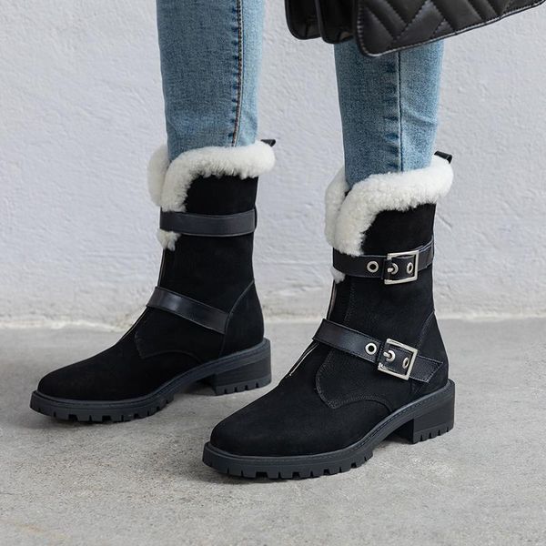 boots 2021 winter shoes women's snow genuine leather buckle rivet decoration keep warm bottes femme, Black
boots 2021 winter shoes women's snow genuine leather buckle rivet decoration keep warm bottes femme, Black