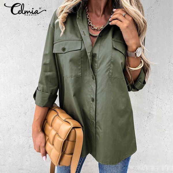 women's blouses & shirts blouses celmia oversized lapel women elegant office fashion casual long sleeve vintage pockets blusas plus 0x, White
women's blouses & shirts blouses celmia oversized lapel women elegant office fashion casual long sleeve vintage pockets blusas plus 0x, White