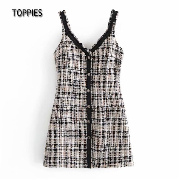 ies vintage twill tweed dress women slim mini dresses front single breasted casual camisoles 210412, Black;gray
ies vintage twill tweed dress women slim mini dresses front single breasted casual camisoles 210412, Black;gray
