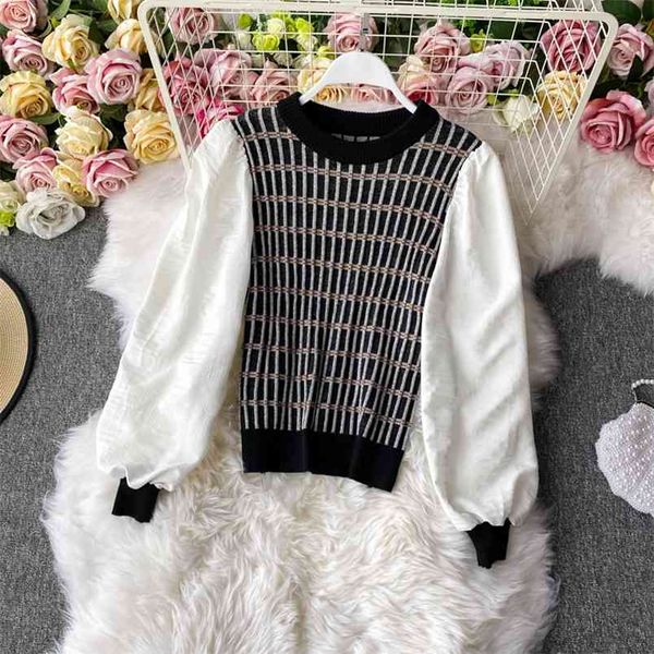 fake two-piece puff sleeve stitching knitted bottoming shirt for autumn and winter female round neck long hk084 210506, White
fake two-piece puff sleeve stitching knitted bottoming shirt for autumn and winter female round neck long hk084 210506, White