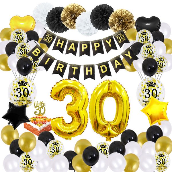 51pcs/set 30 birthday party decorations big happy birthday banner woman man deco anniversaire 30 years black golden balloons
51pcs/set 30 birthday party decorations big happy birthday banner woman man deco anniversaire 30 years black golden balloons
