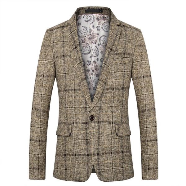 men's suits & blazers men blazer personality wild suit jacket fashion plaid print slim fit warm coat male/, White;black
men's suits & blazers men blazer personality wild suit jacket fashion plaid print slim fit warm coat male/, White;black
