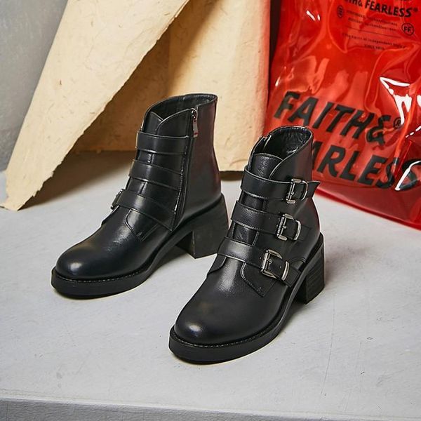 boots mljuese 2021 women ankle cow leather buckle strap round toe autumn spring high heels riding size 43, Black
boots mljuese 2021 women ankle cow leather buckle strap round toe autumn spring high heels riding size 43, Black