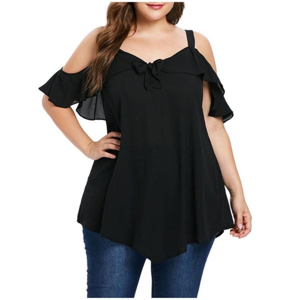 women's blouses & shirts 2021 women plus size cold shoulder camis bow asymmetric chiffon ruffles tee camisa feminina blouse #yl 10, White
women's blouses & shirts 2021 women plus size cold shoulder camis bow asymmetric chiffon ruffles tee camisa feminina blouse #yl 10, White