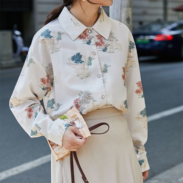women's blouses & shirts 2020 autumn korea fashion women long sleeve turn-down collar casual shirt vintage print chiffon loose bl, White
women's blouses & shirts 2020 autumn korea fashion women long sleeve turn-down collar casual shirt vintage print chiffon loose bl, White