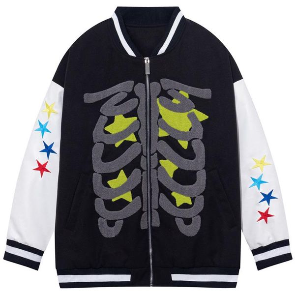 men's jackets men hairy skeleton embroidered vintage jacket american pu leather stitching color contrast casual loose baseball uniform, Black;brown
men's jackets men hairy skeleton embroidered vintage jacket american pu leather stitching color contrast casual loose baseball uniform, Black;brown