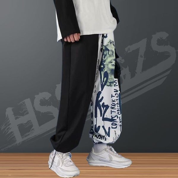 men's pants man harajuku fashion streetwear stitching color joggers hip hop long korean style print cargo men clothing, Black
men's pants man harajuku fashion streetwear stitching color joggers hip hop long korean style print cargo men clothing, Black