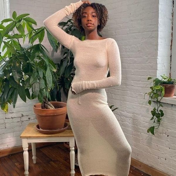 casual dresses women mohair knitted sweater long dress 2021 autumn and winter female o neck sleeve bodycon elegant maxi party, Black;gray
casual dresses women mohair knitted sweater long dress 2021 autumn and winter female o neck sleeve bodycon elegant maxi party, Black;gray