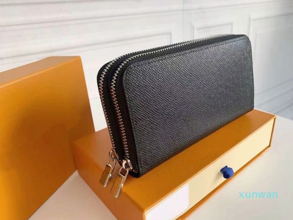 designer double zipper wallet ladies classic standard wallet men's business leather coin purse many card slots, Red;black 
designer double zipper wallet ladies classic standard wallet men's business leather coin purse many card slots, Red;black
