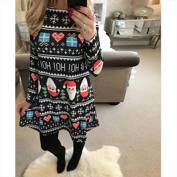 large size print autumn womens dresses christmas cartoon casual long sleeve mini plus 5xl on sale, Black;gray
large size print autumn womens dresses christmas cartoon casual long sleeve mini plus 5xl on sale, Black;gray