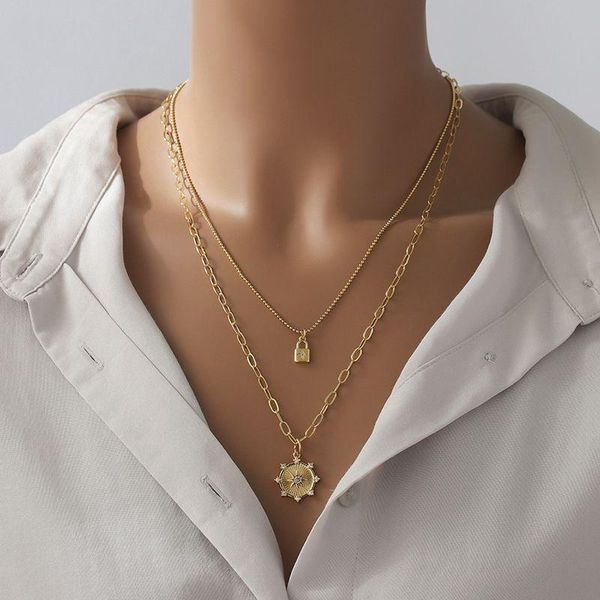 pendant necklaces 2021 double layer clavicle chain necklace for women vintage punk gold roulette amulet lock pendants jewelry collar, Silver
pendant necklaces 2021 double layer clavicle chain necklace for women vintage punk gold roulette amulet lock pendants jewelry collar, Silver