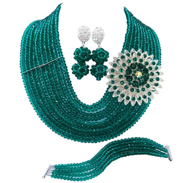 earrings & necklace fashion teal green army african beads jewelry set nigerian bracelet wedding accessories 10ds02, Silver
earrings & necklace fashion teal green army african beads jewelry set nigerian bracelet wedding accessories 10ds02, Silver