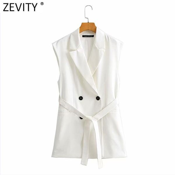 women's vests zevity women simply double breasted sashes vest jacket office ladies wear casual slim suit style waistcoat outwear ct735, Black;white
women's vests zevity women simply double breasted sashes vest jacket office ladies wear casual slim suit style waistcoat outwear ct735, Black;white