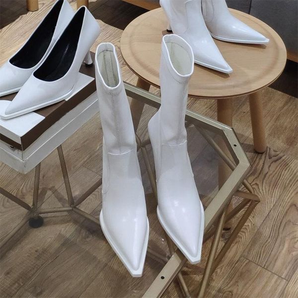 boots white stiletto women's spring 2021 style pointed leather high-heeled thin mid-tube elastic, Black
boots white stiletto women's spring 2021 style pointed leather high-heeled thin mid-tube elastic, Black