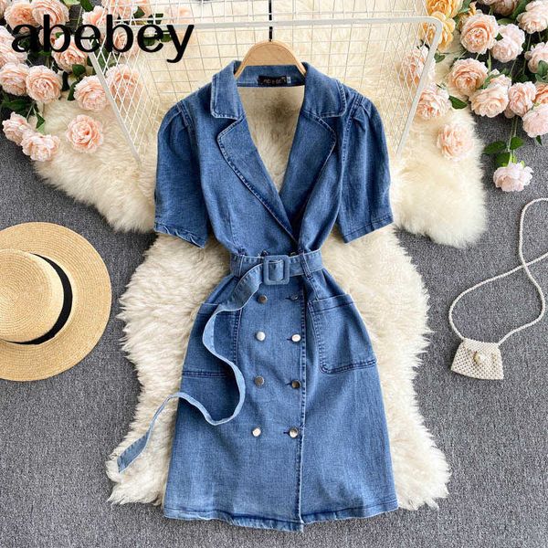 women sweet french dress puff sleeve denim a-line office dresses summer fashion streetwear dress 210715, Black;gray
women sweet french dress puff sleeve denim a-line office dresses summer fashion streetwear dress 210715, Black;gray