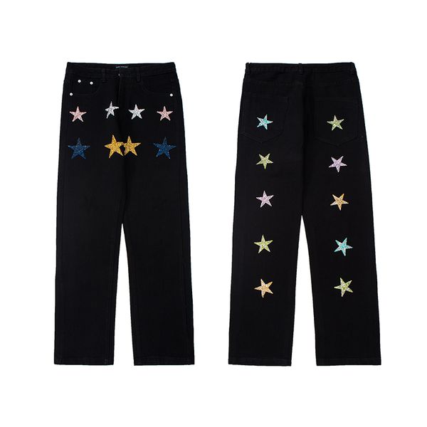 embroidery washed jeans pants for men and women retro hip hop oversized loose casual denim trousers, Blue
embroidery washed jeans pants for men and women retro hip hop oversized loose casual denim trousers, Blue