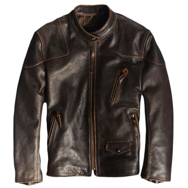 men's leather & faux 2021 vintage brown genuine jacket men motorcycle style plus size 3xl real natural cowhide autumn slim fit biker co, Black
men's leather & faux 2021 vintage brown genuine jacket men motorcycle style plus size 3xl real natural cowhide autumn slim fit biker co, Black